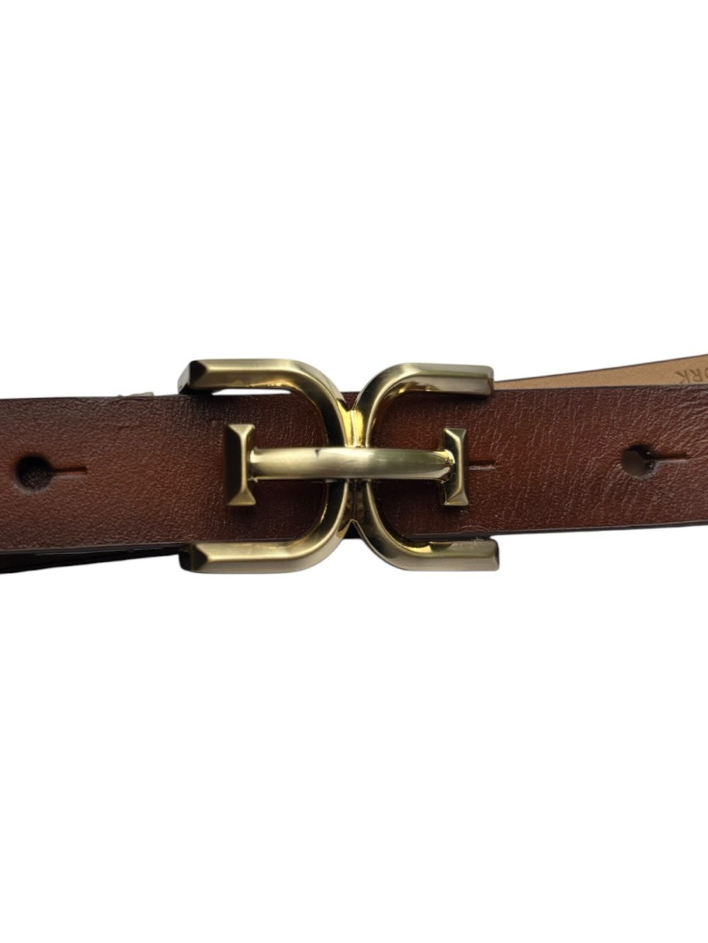 Sam Edelman New York Brown Leather Belt with Gold Tone Buckle Womens Size XL - Picture 2 of 11